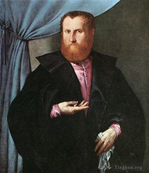 Lorenzo Lotto Werk - Porträt eines Mannes im schwarzen Seidenmantel 1535