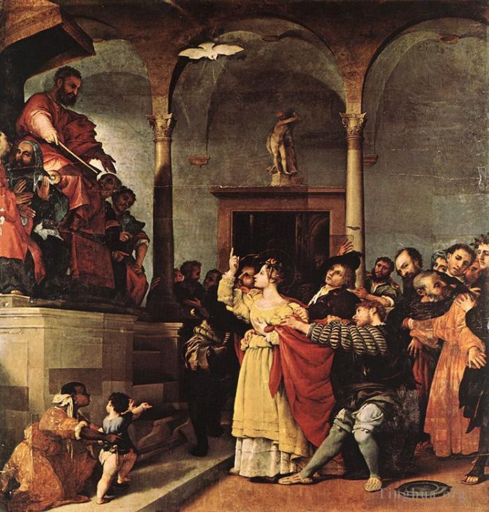 Lorenzo Lotto Ölgemälde - Die heilige Lucia vor dem Richter 1532
