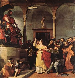 Lorenzo Lotto Werk - Die heilige Lucia vor dem Richter 1532
