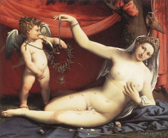 Lorenzo Lotto Ölgemälde - Venus und Amor 1540