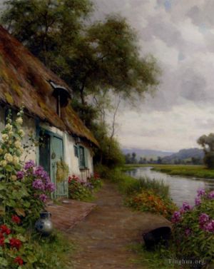 Louis Aston Knight Werk - Ein Cottage am Flussufer