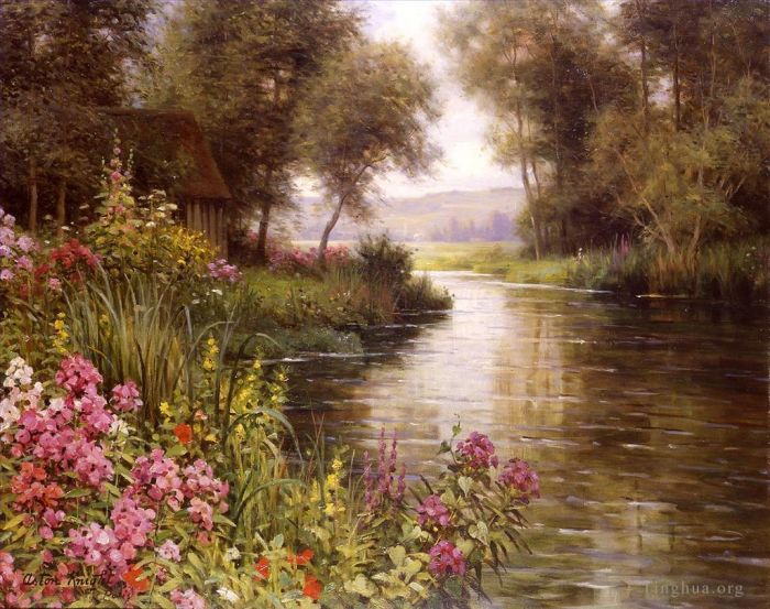 Louis Aston Knight Ölgemälde - Fleur au bord de la riviere