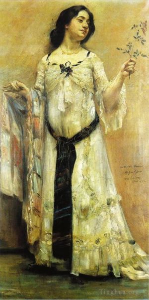 Lovis Corinth Werk - Porträt von Charlotte Berend im weißen Kleid