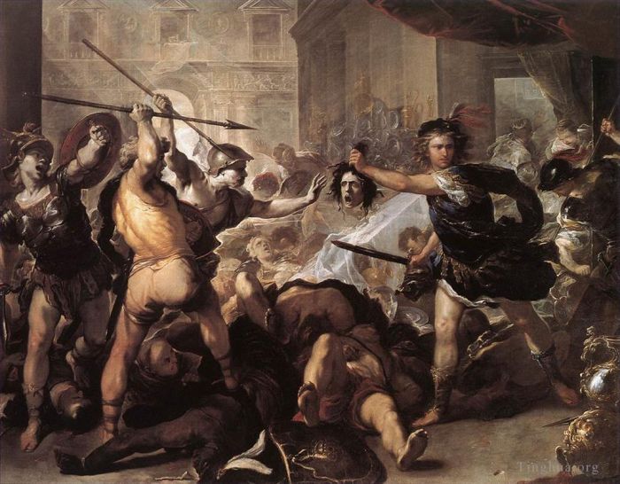 Luca Giordano Ölgemälde - Perseus kämpft gegen Phineus und seine Gefährten