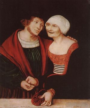Lucas Cranach the Elder Werk - Verliebte alte Frau und junger Mann