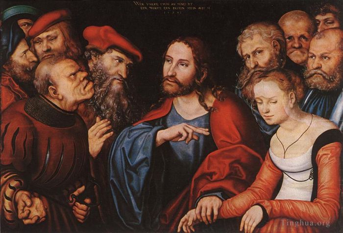Lucas Cranach the Elder Ölgemälde - Christus und die Ehebrecherin