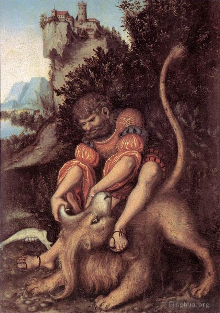 Lucas Cranach the Elder Ölgemälde - Samsons Kampf mit dem Löwen
