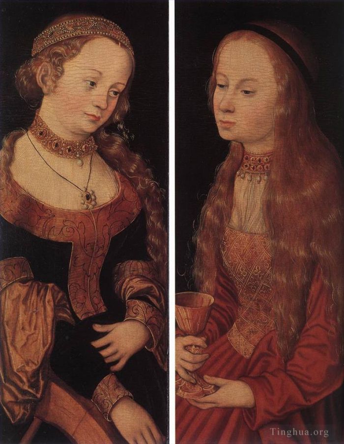 Lucas Cranach the Elder Ölgemälde - Die heilige Katharina von Alexandria und die heilige Barbara