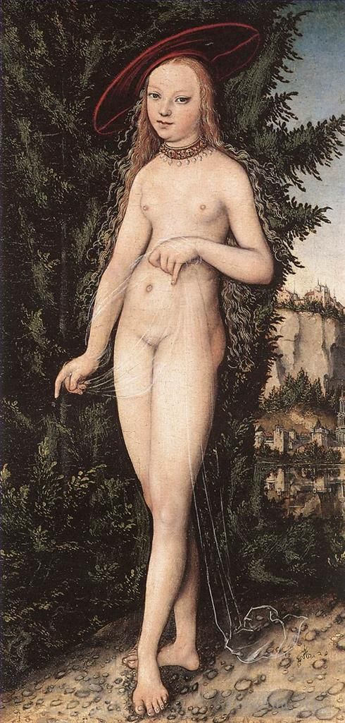 Lucas Cranach the Elder Ölgemälde - Venus steht in einer Landschaft