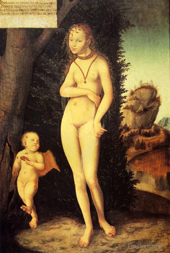 Lucas Cranach the Elder Ölgemälde - Venus mit Amor, dem Honigdieb