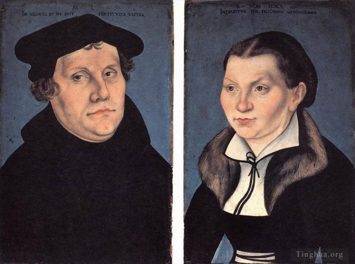 Lucas Cranach the Elder Ölgemälde - Diptychon mit den Porträts von Luther und seiner Frau