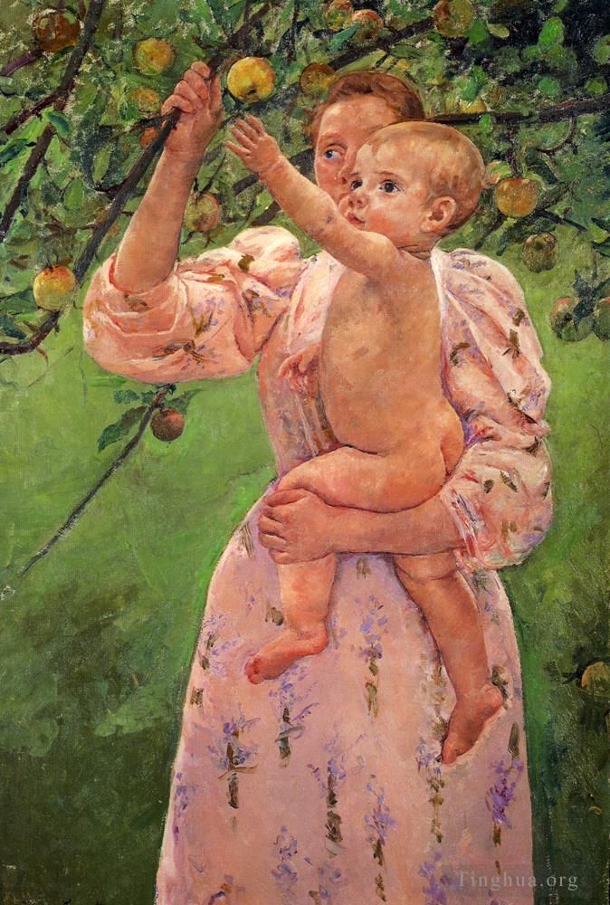 Mary Stevenson Cassatt Ölgemälde - Baby greift nach einem Apfel