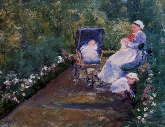 Mary Stevenson Cassatt Ölgemälde - Kinder in einem Garten