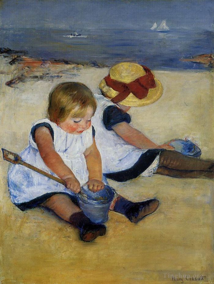 Mary Stevenson Cassatt Ölgemälde - Kinder am Ufer