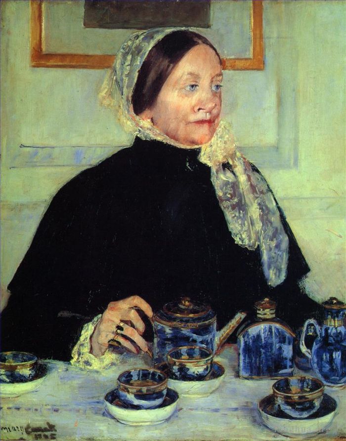 Mary Stevenson Cassatt Ölgemälde - Dame am Teetisch