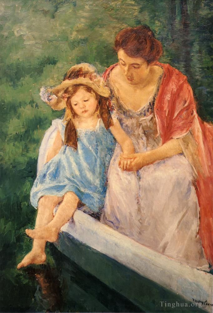 Mary Stevenson Cassatt Ölgemälde - Mutter und Kind in einem Boot
