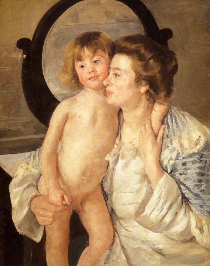 Mary Stevenson Cassatt Ölgemälde - Mutter und Kind der ovale Spiegel