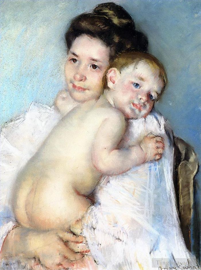 Mary Stevenson Cassatt Ölgemälde - Mutter Berthe hält ihr Baby
