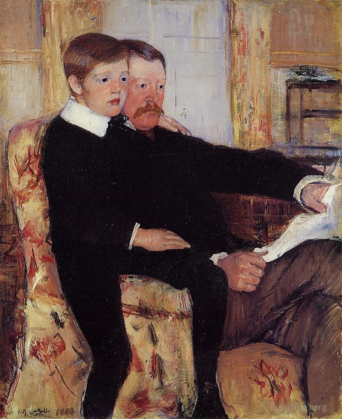 Mary Stevenson Cassatt Ölgemälde - Porträt von Alexander J. Cassat und seinem Sohn Robert Kelso Cassatt