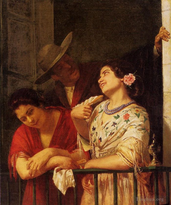 Mary Stevenson Cassatt Ölgemälde - Der Flirt Ein Balkon in Sevilla
