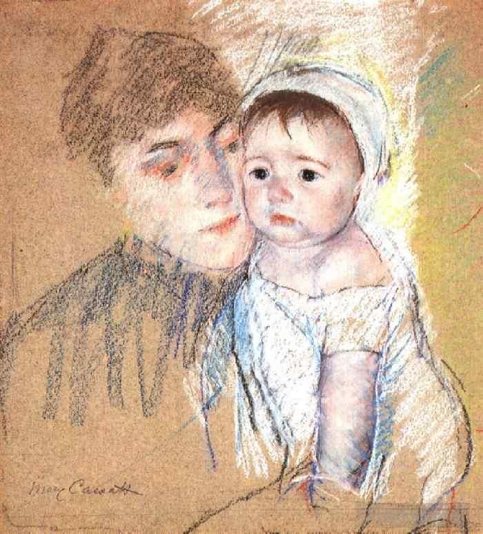 Mary Stevenson Cassatt Andere Malerei - Baby Bill in Mütze und Schicht