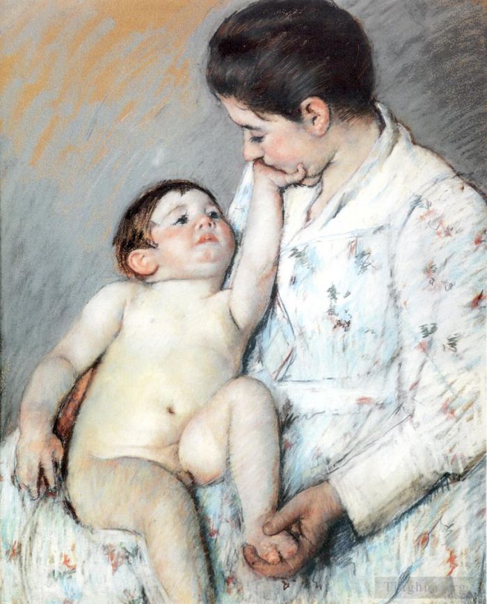 Mary Stevenson Cassatt Andere Malerei - Die erste Liebkosung des Babys