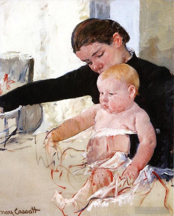 Mary Stevenson Cassatt Andere Malerei - Den jungen Erben baden