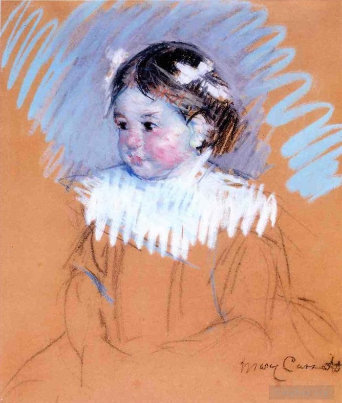 Mary Stevenson Cassatt Andere Malerei - Büste von Ellen mit Schleifen im Haar
