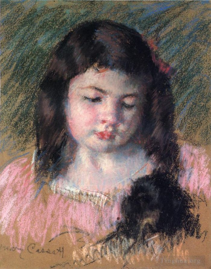 Mary Stevenson Cassatt Andere Malerei - Büste von Francoise, die nach unten schaut