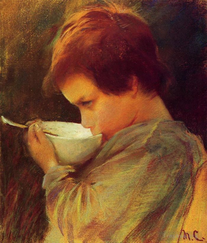Mary Stevenson Cassatt Andere Malerei - Kind trinkt Milch