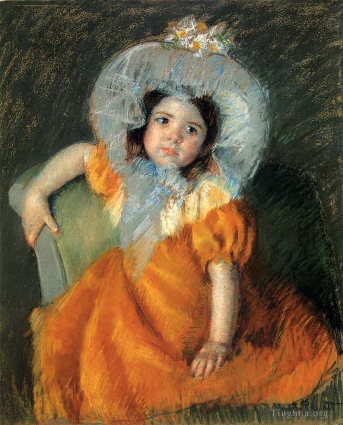 Mary Stevenson Cassatt Andere Malerei - Kind im orangefarbenen Kleid