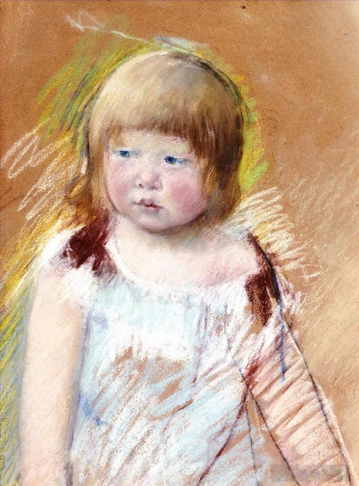 Mary Stevenson Cassatt Andere Malerei - Kind mit Pony in einem blauen Kleid