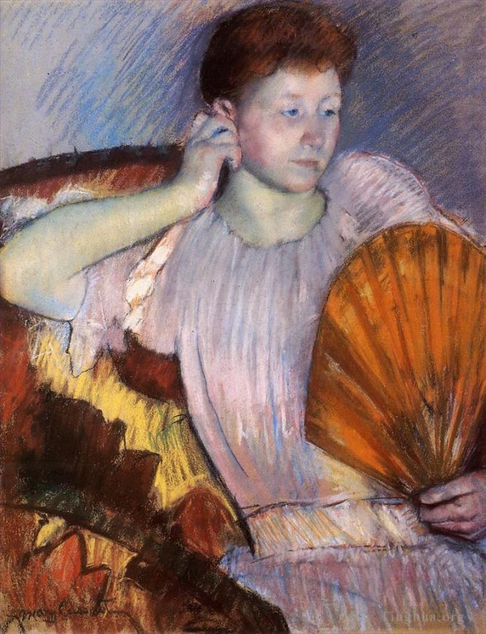 Mary Stevenson Cassatt Andere Malerei - Kontemplation, auch bekannt als Clarissa, drehte sich mit der Hand am Ohr nach rechts