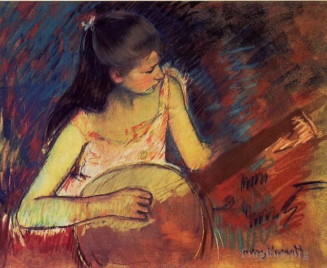 Mary Stevenson Cassatt Andere Malerei - Mädchen mit Banjo