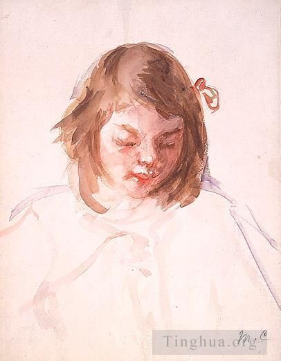 Mary Stevenson Cassatt Andere Malerei - Kopf von Francoise blickt nach unten