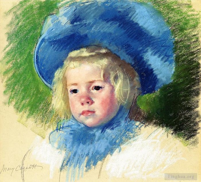 Mary Stevenson Cassatt Andere Malerei - Kopf von Simone mit großem Federhut, der nach links schaut