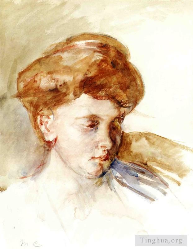 Mary Stevenson Cassatt Andere Malerei - Kopf einer jungen Frau