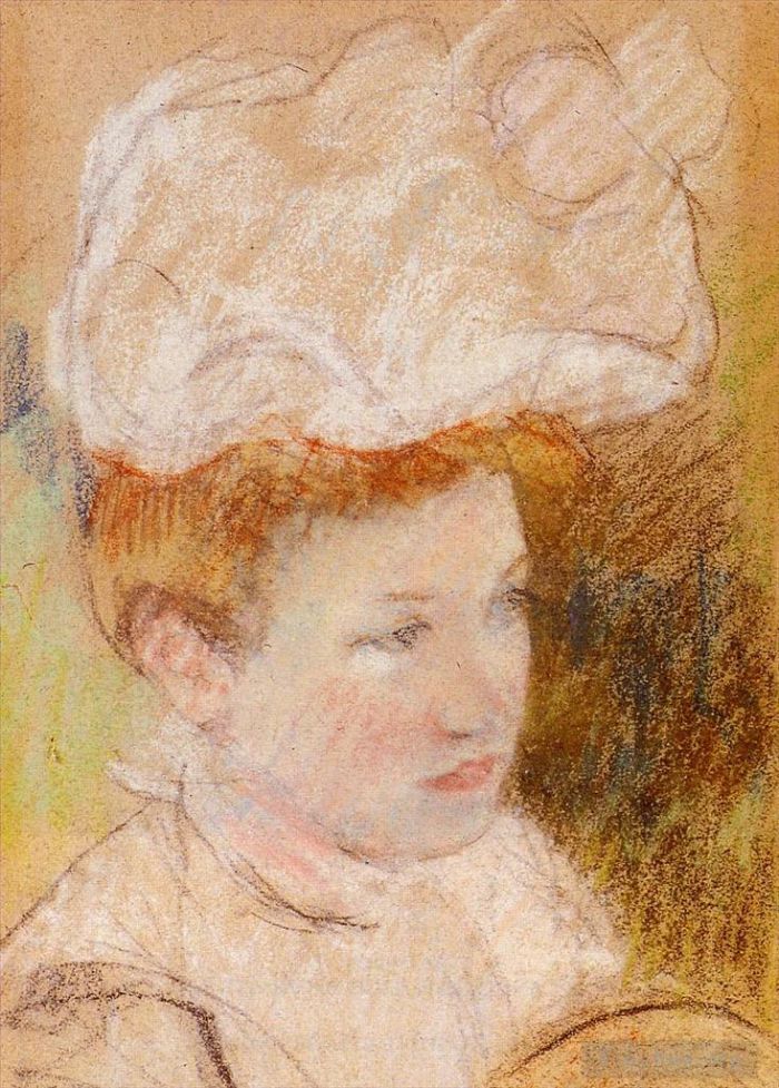 Mary Stevenson Cassatt Andere Malerei - Leontine mit rosa Flauschhut