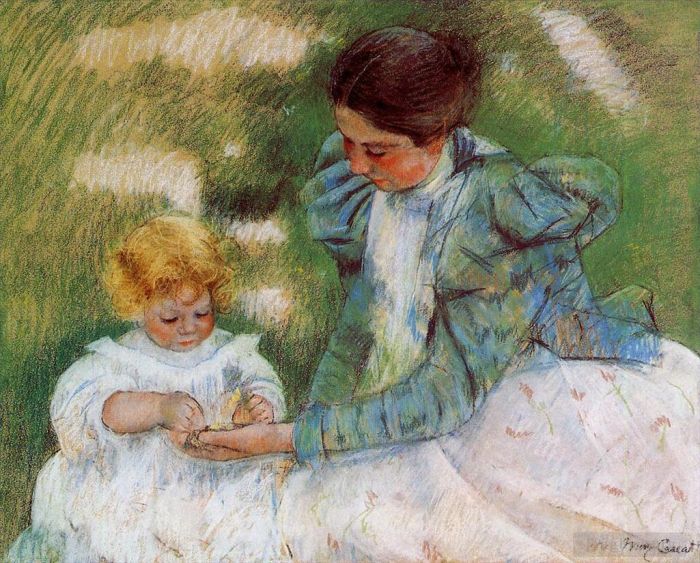 Mary Stevenson Cassatt Andere Malerei - Mutter spielt mit ihrem Kind