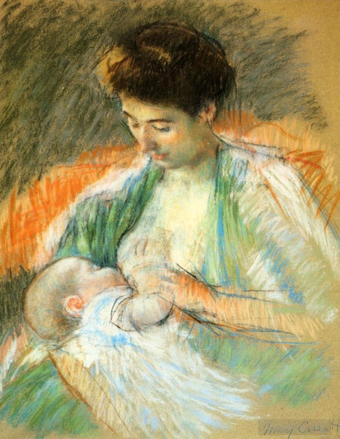 Mary Stevenson Cassatt Andere Malerei - Mutter Rose stillt ihr Kind