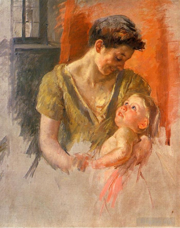 Mary Stevenson Cassatt Andere Malerei - Mutter und Kind lächeln einander an