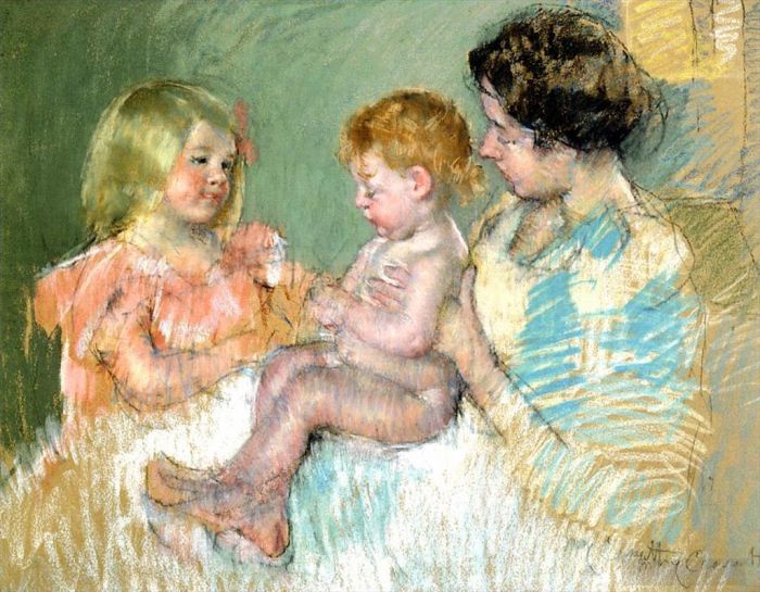 Mary Stevenson Cassatt Andere Malerei - Sara und ihre Mutter mit dem Baby