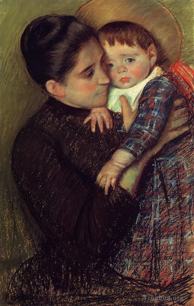 Mary Stevenson Cassatt Andere Malerei - Frau und ihr Kind alias Helene de Septeuil