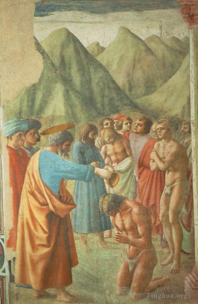Masaccio Andere Malerei - Die Taufe der Neophyten