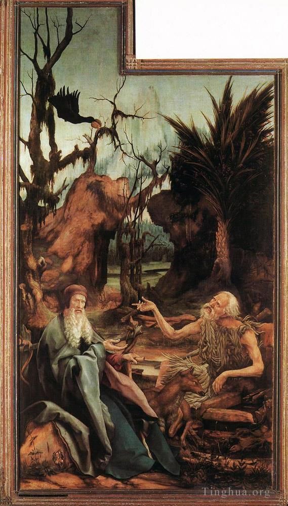 Matthias Grünewald Ölgemälde - Die Heiligen Paulus und Antonius in der Wüste