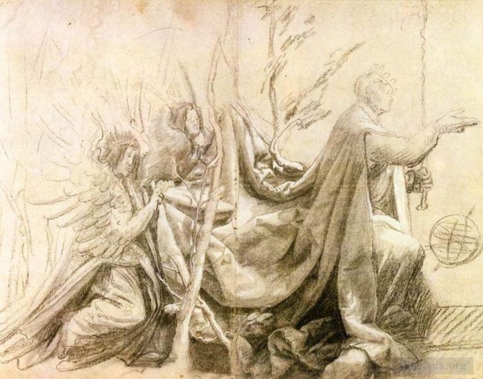 Matthias Grünewald Andere Malerei - Kniender König mit zwei Engeln