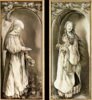 Matthias Grünewald Werk - Die heilige Elisabeth und eine heilige Frau mit Palme
