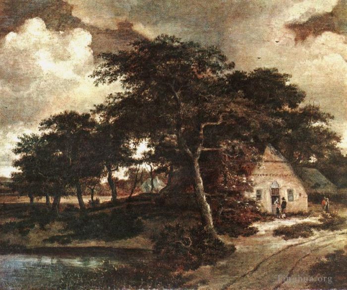Meindert Hobbema Ölgemälde - Landschaft mit einer Hütte