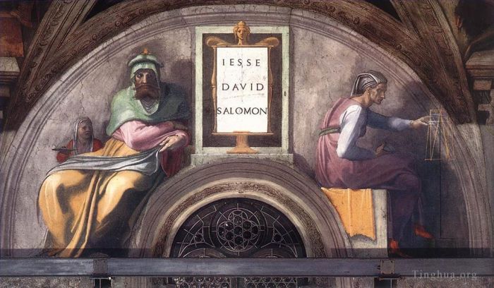 Michelangelo Andere Malerei - LunetteXI Sixtinische Kapelle