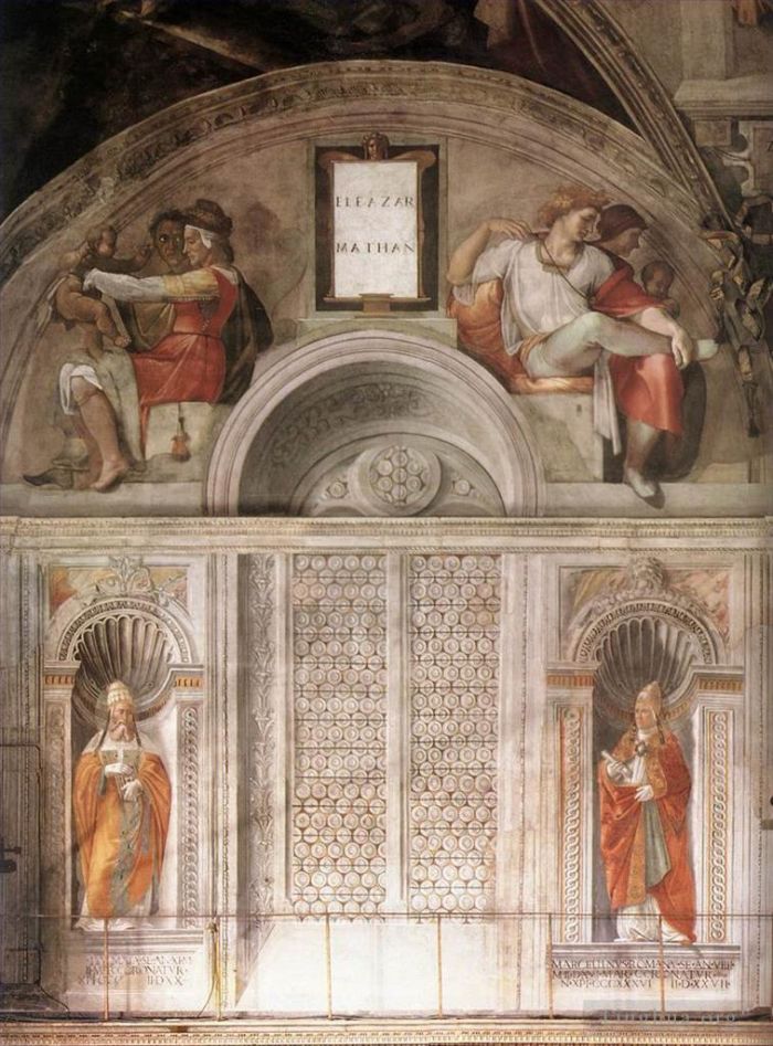 Michelangelo Andere Malerei - Sixtinische Kapelle Lunette und Päpste